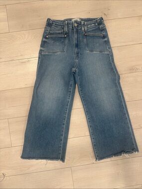 PAIGE High-Rise Wide Crop Jeans in Medium Blue